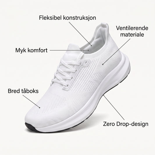 Fleksibel konstruksjon, ventilerende materiale, myk komfort, bred taboks