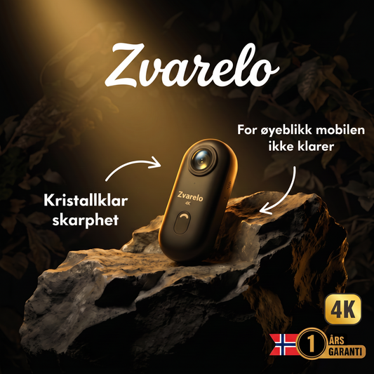 Zvarelo — Actionkameraet som filmer eventyr i 4K med vanntett deksel og fester for hjelm, sykkel og surfebrett