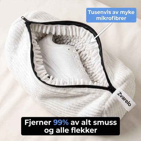Zvarelo — Skoposen med 10 000 chenille-fibre som vasker skoene rene i maskinen uten dunking