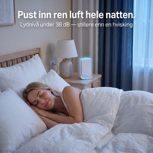Zvarelo KvalsterFri — Ionisatoren som renser soveromsluften stille og filterfritt, slik at du våkner klarere