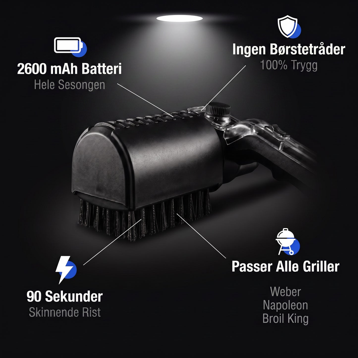 Ingen borstetrader, passer alle griller