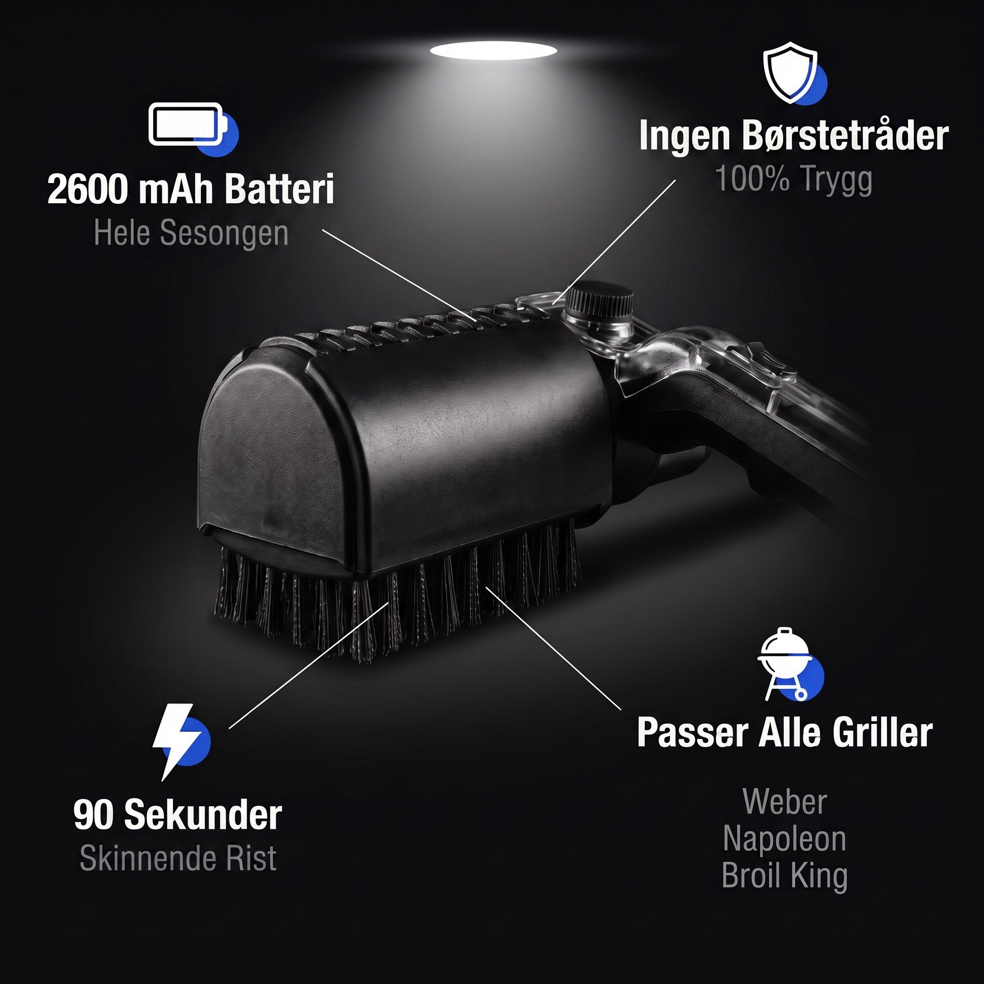 Ingen borstetrader, passer alle griller