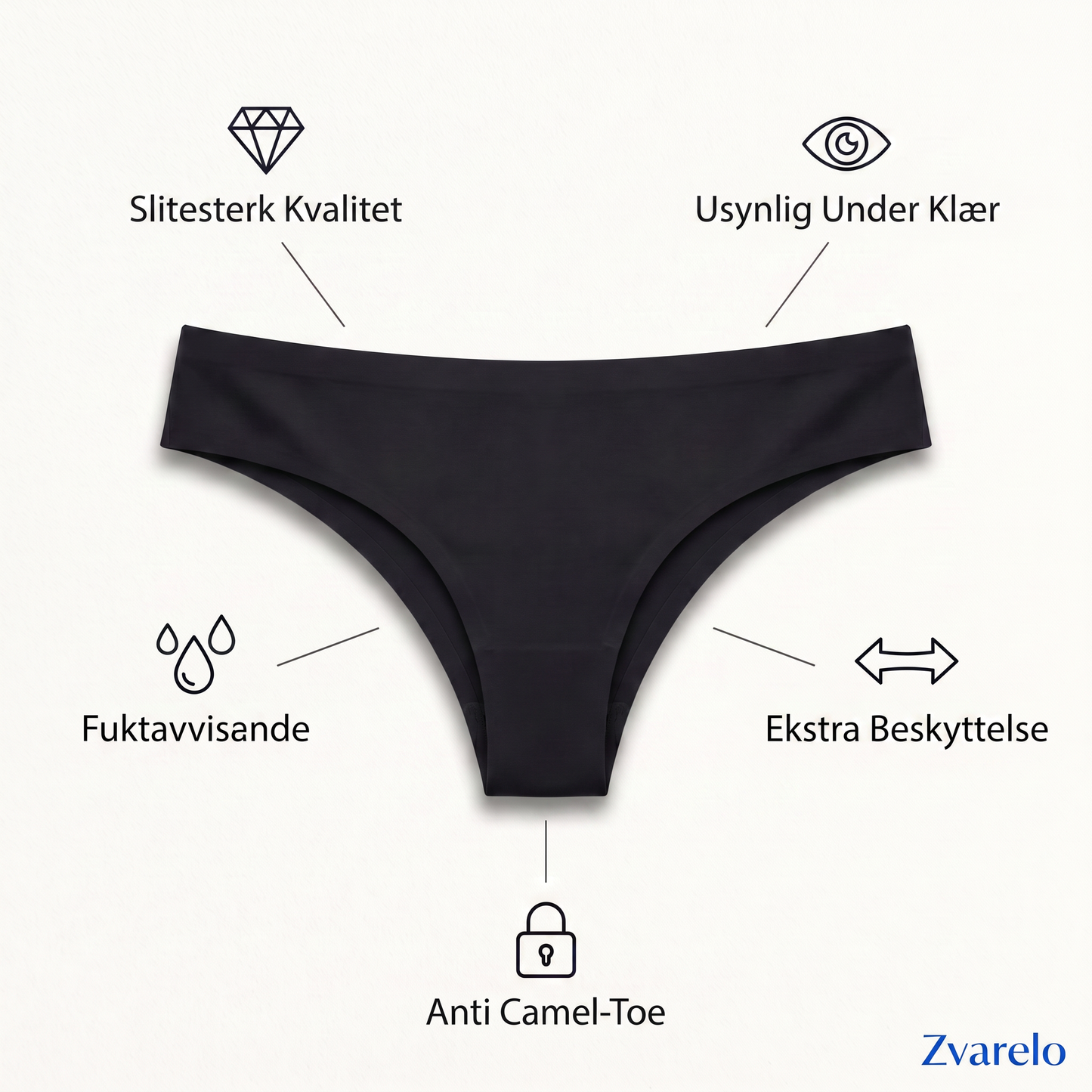 Zvarelo — Stringtrusen med polstret innlegg som eliminerer camel toe under alle tights uten å synes