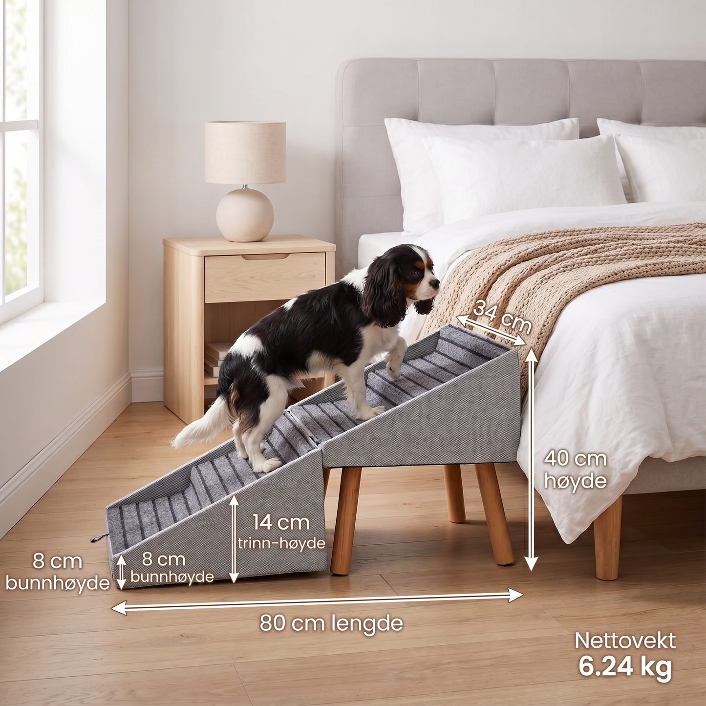 Zvarelo — Hundetrappen i ottoman-design som beskytter hundens ledd