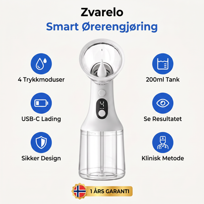 Zvarelo — Ørerenseren som fjerner voksproppen hjemme på 3 minutter uten bomullspinner eller klinikkbesøk