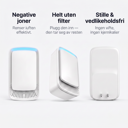 Zvarelo KvalsterFri — Ionisatoren som renser soveromsluften stille og filterfritt, slik at du våkner klarere