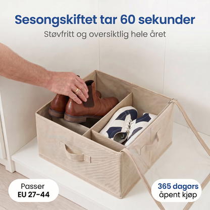 Zvarelo — Sammenleggbar skooppbevaringsboks som gir deg orden og 70% mer plass i garderoben