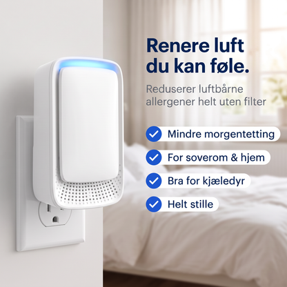 Zvarelo KvalsterFri — Ionisatoren som renser soveromsluften stille og filterfritt, slik at du våkner klarere