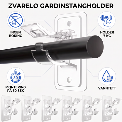 Zvarelo — Gardinstangholderen som sitter fast uten boring og ikke etterlater merker