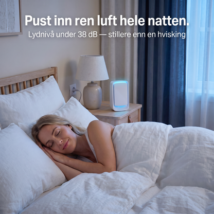 Zvarelo KvalsterFri — Ionisatoren som renser soveromsluften stille og filterfritt, slik at du våkner klarere