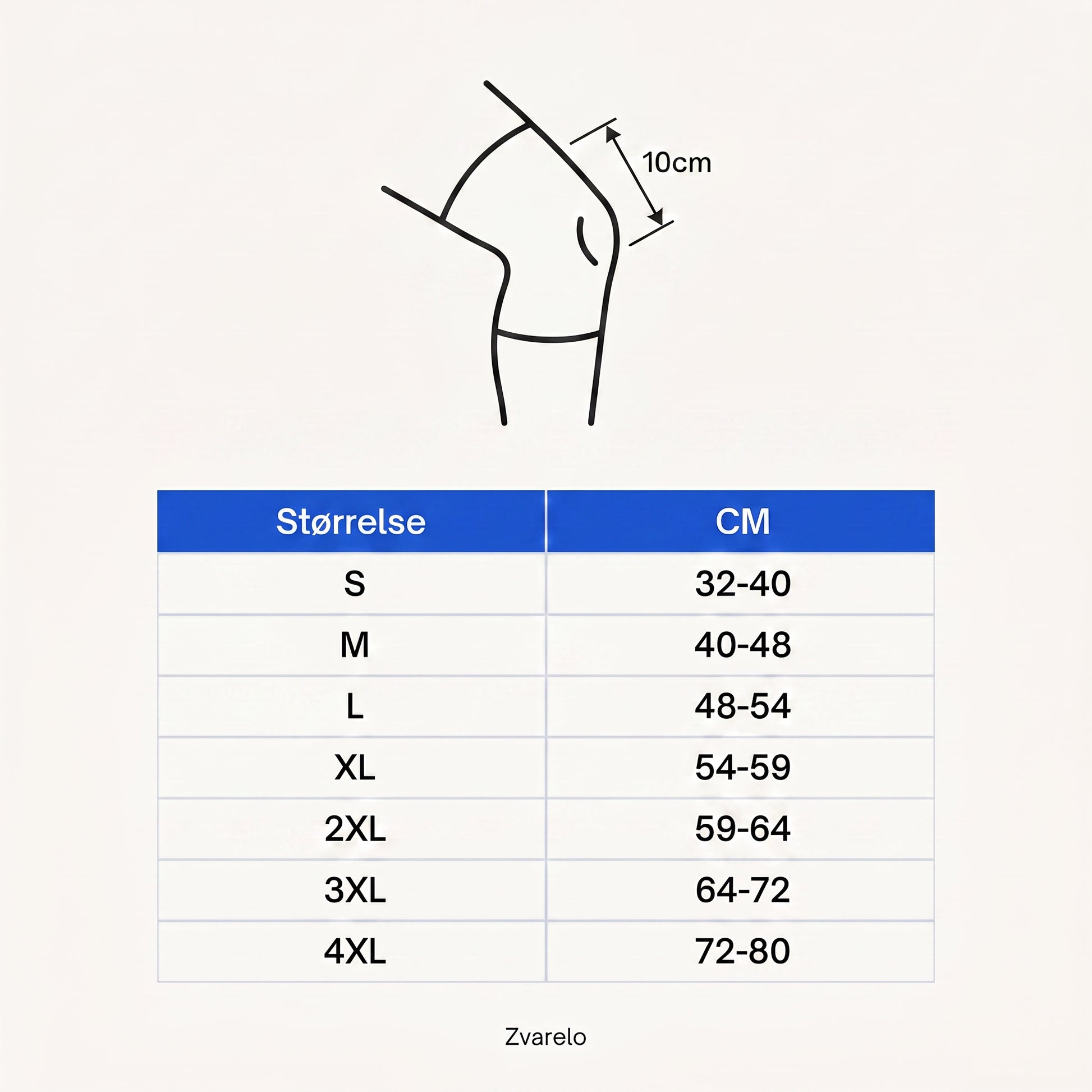 Størrelsesguide knestøtte