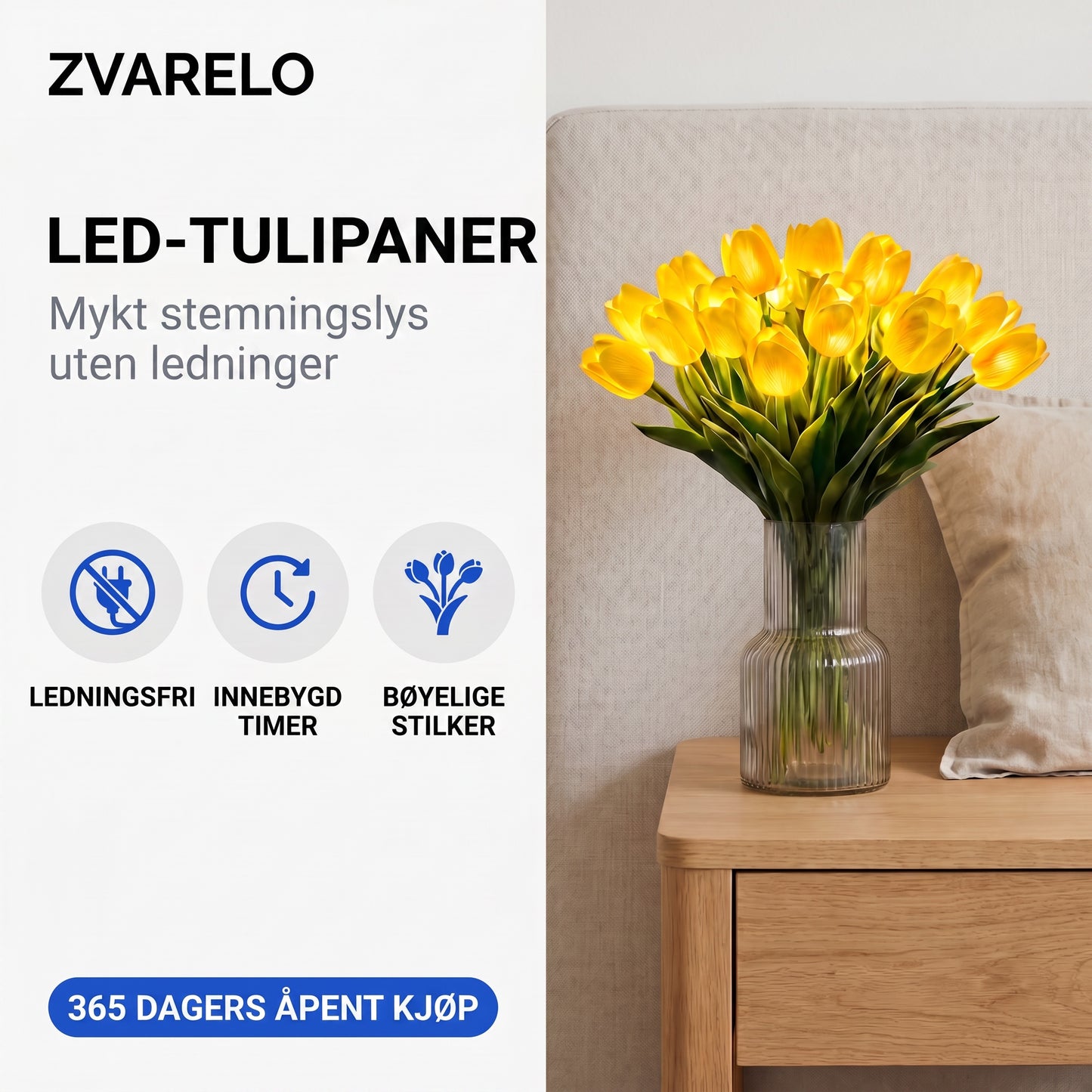 LED-tulipaner - mykt stemningslys uten ledninger