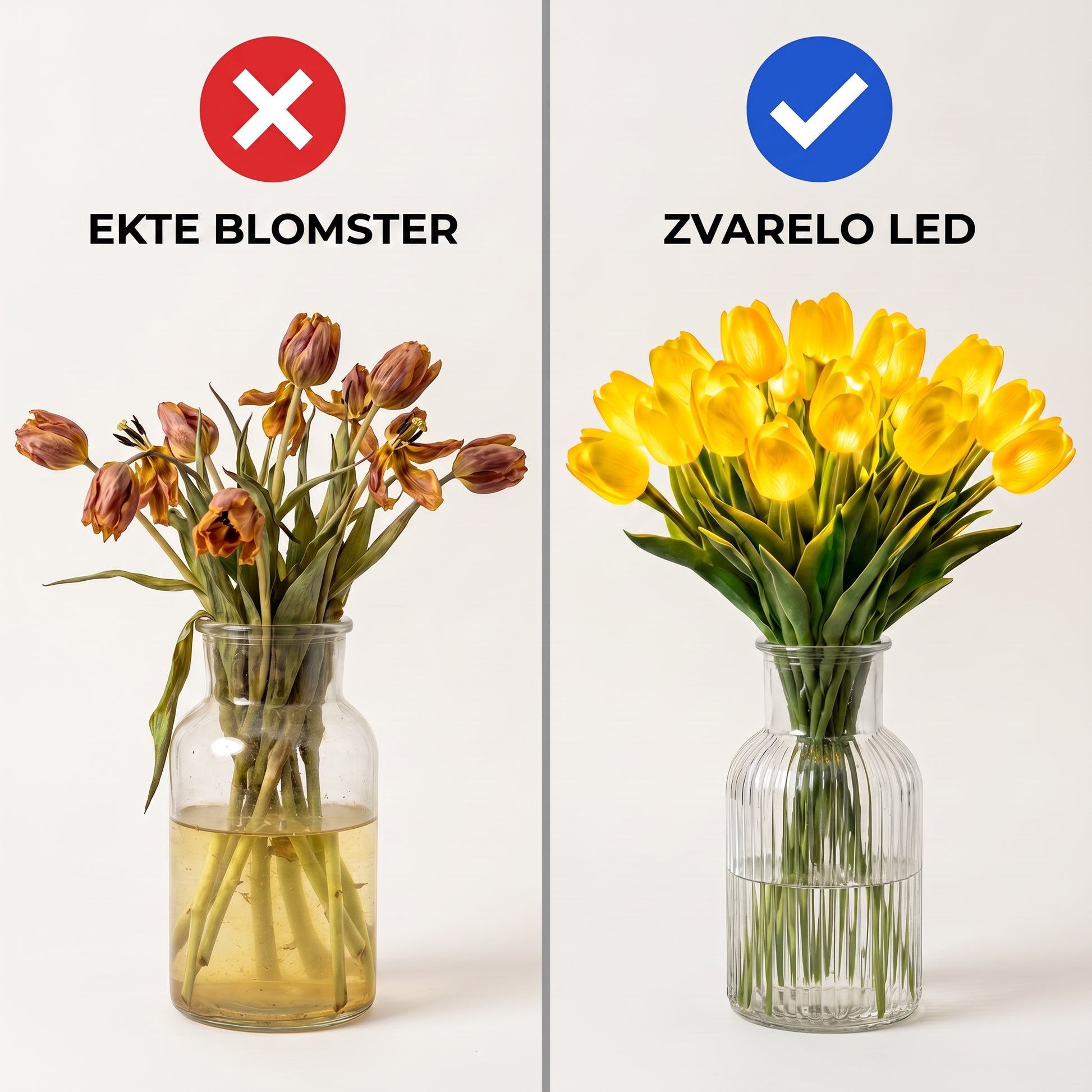 Ekte blomster vs Zvarelo LED