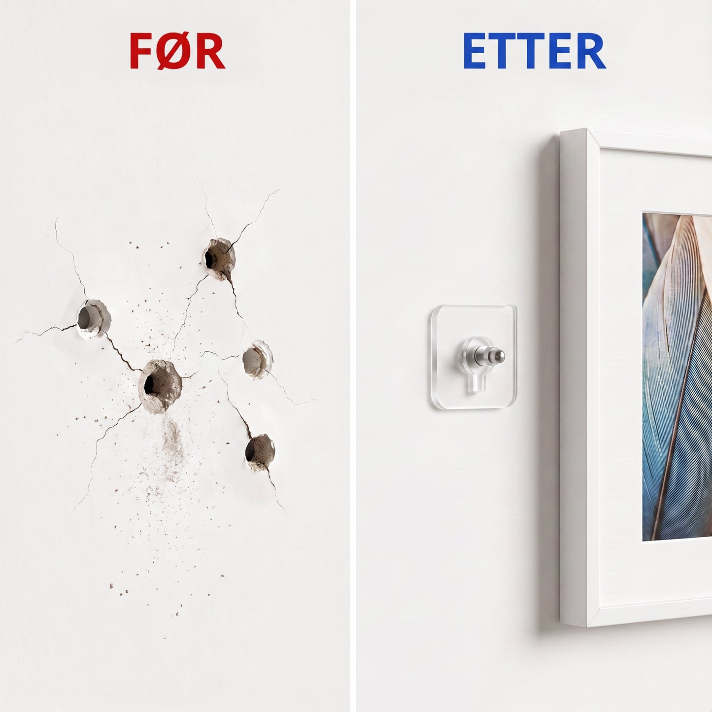 Veggkroker før og etter