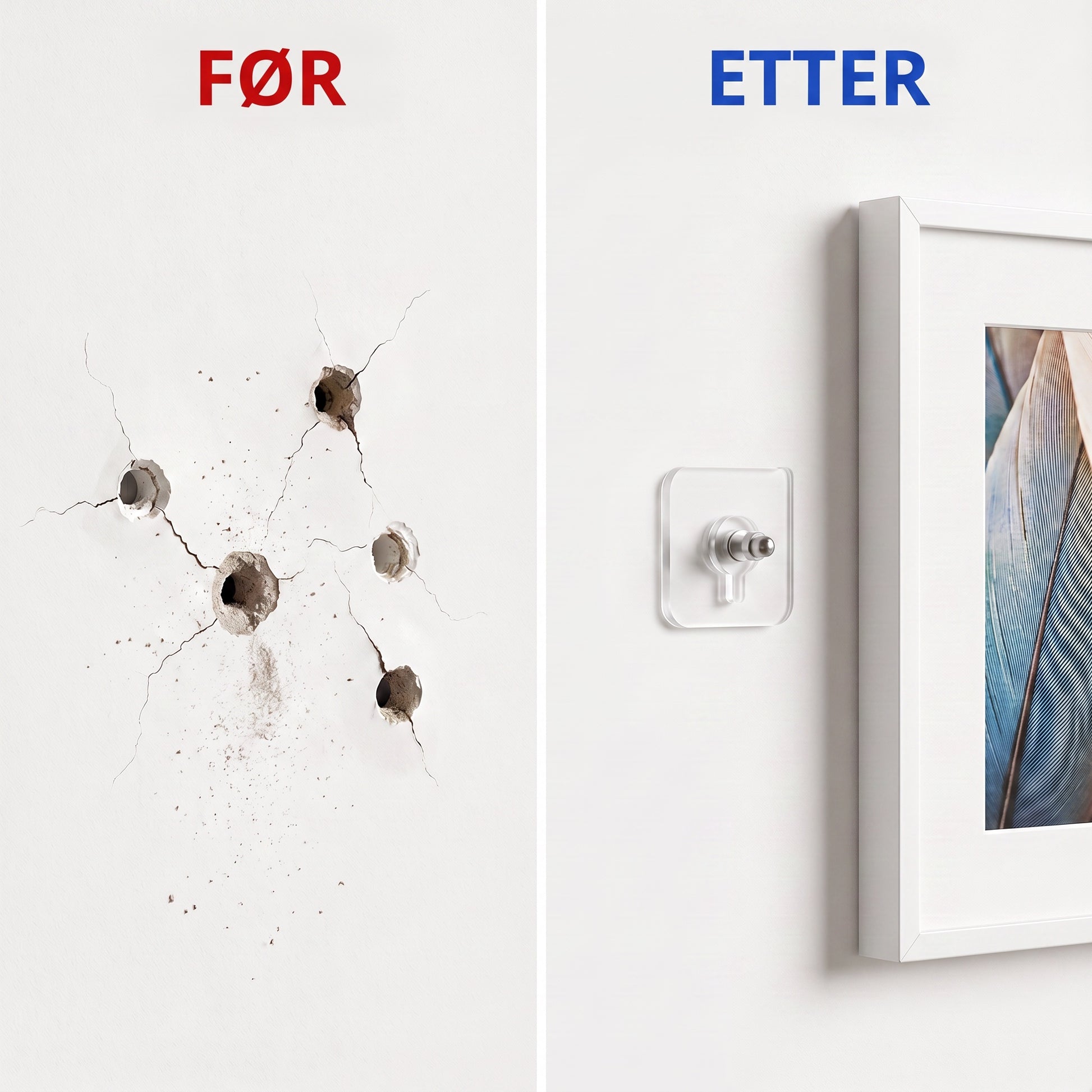 Veggkroker før og etter
